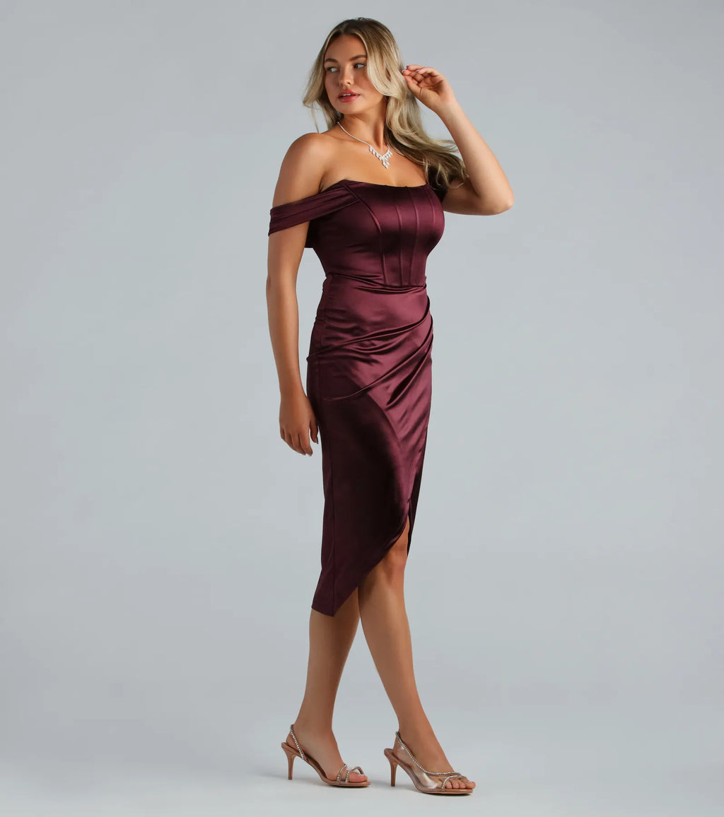Coraline Satin Corset Wrap Formal Dress