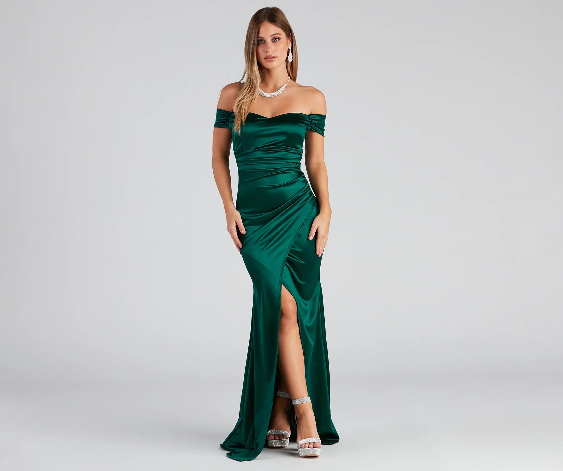 Valencia Formal Off-The-Shoulder Wrap Dress