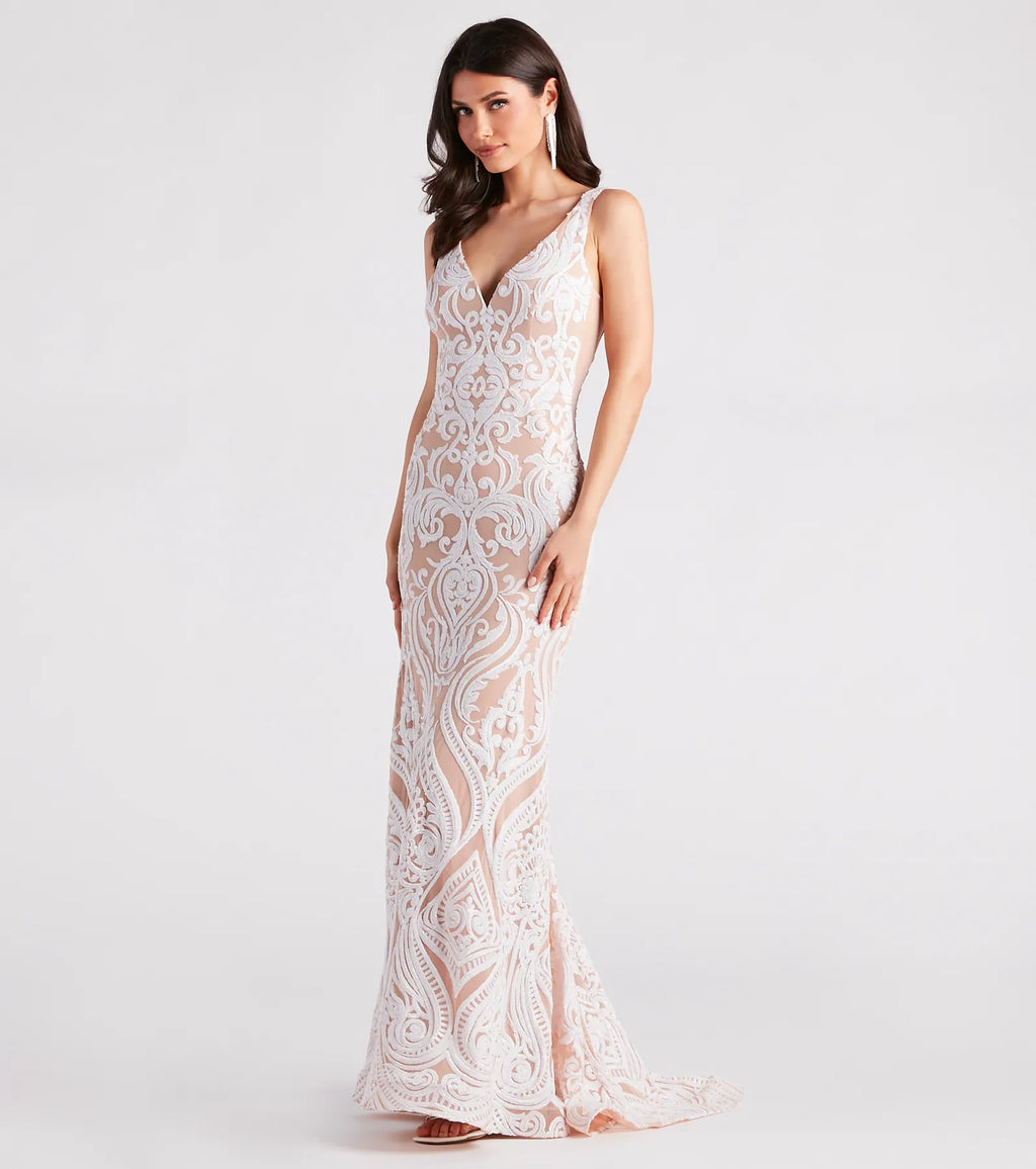 Mariah Formal Sequin Mesh Mermaid Dress