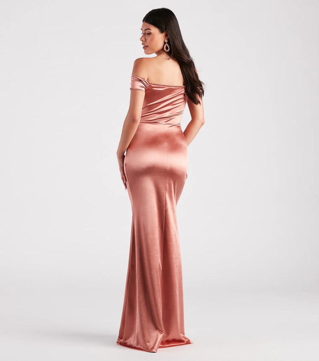 Valencia Formal Off-The-Shoulder Wrap Dress