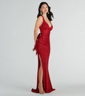 Kat Formal Glitter Lace-Up Column Dress