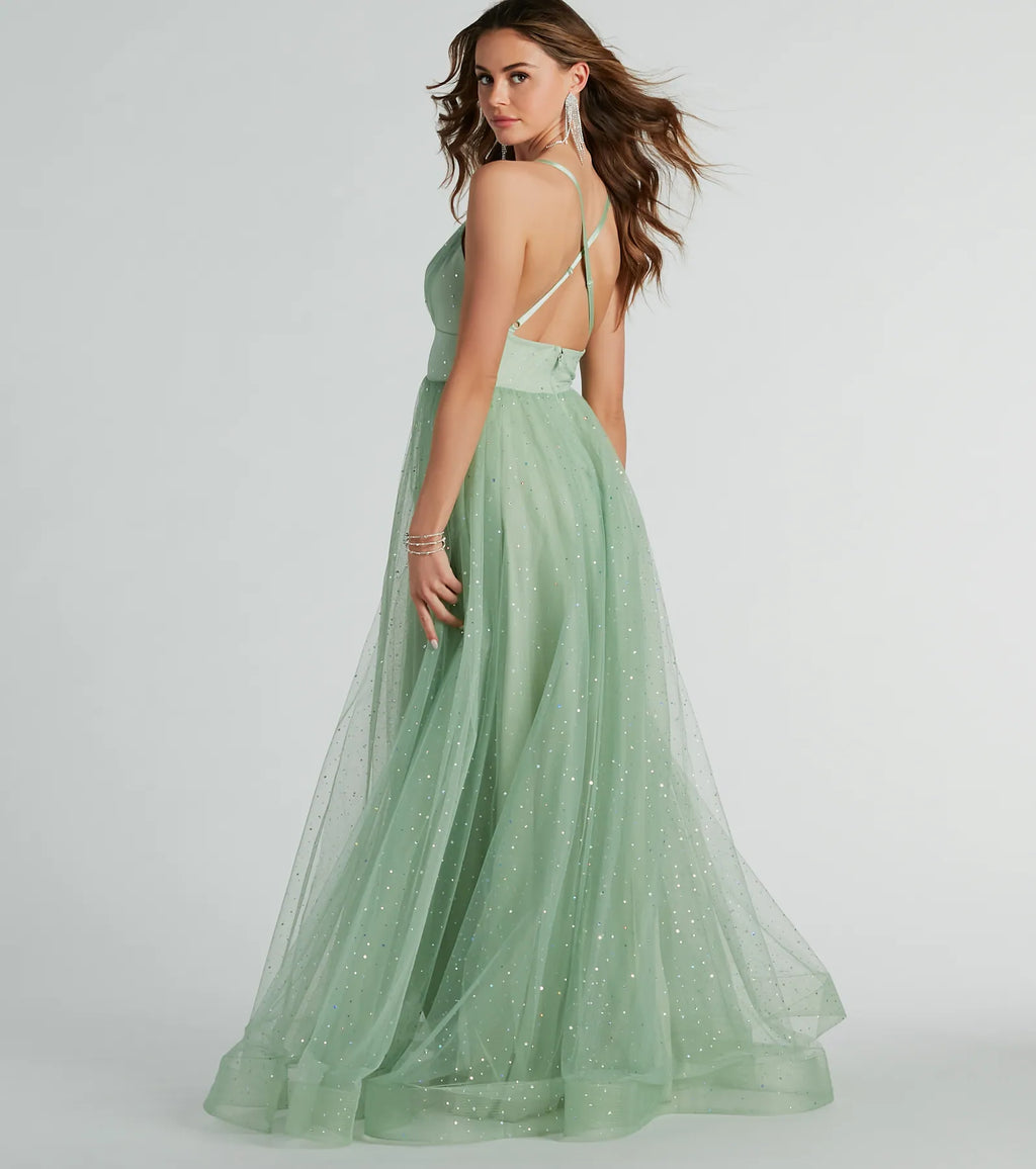 Vanessa V-Neck Tulle Gown