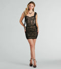 Gorgeous Vibe Ruffled Lace Corset Mini Dress