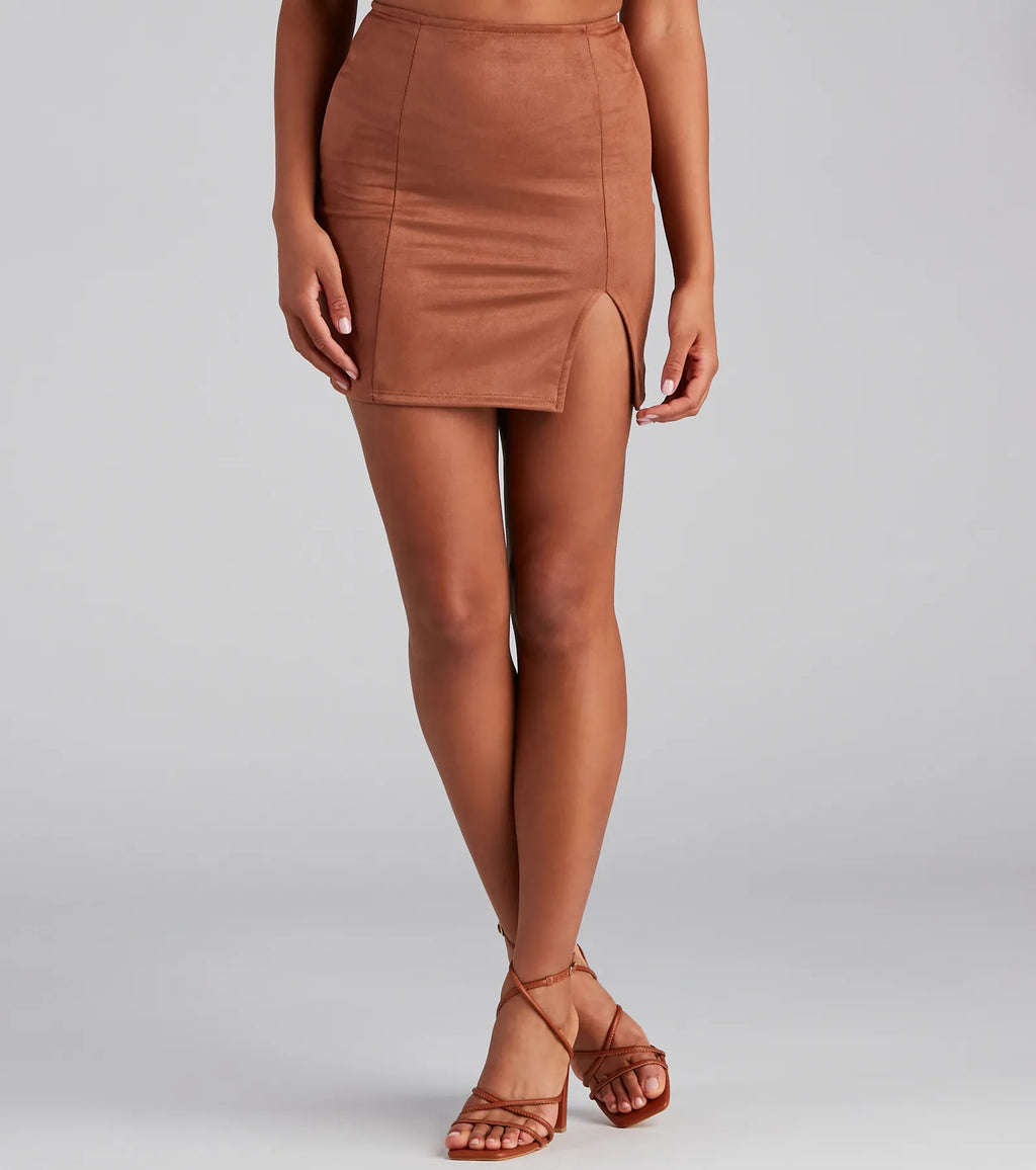 Fashionista High Waist Faux Suede Mini Skirt