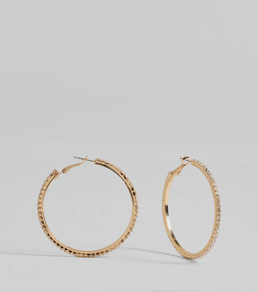 Beautiful Sparkle Rhinestone Hoop Earrings