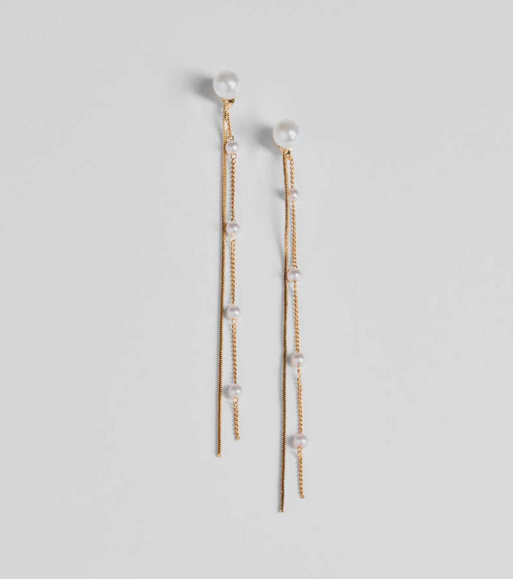 Effortless Glam Pearl Front-To-Back Linear Earrings