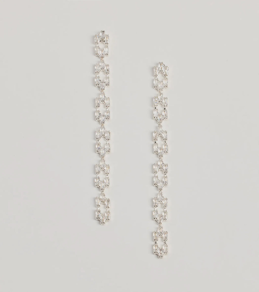 Luxe Glam Rhinestone Chain-Link Earrings