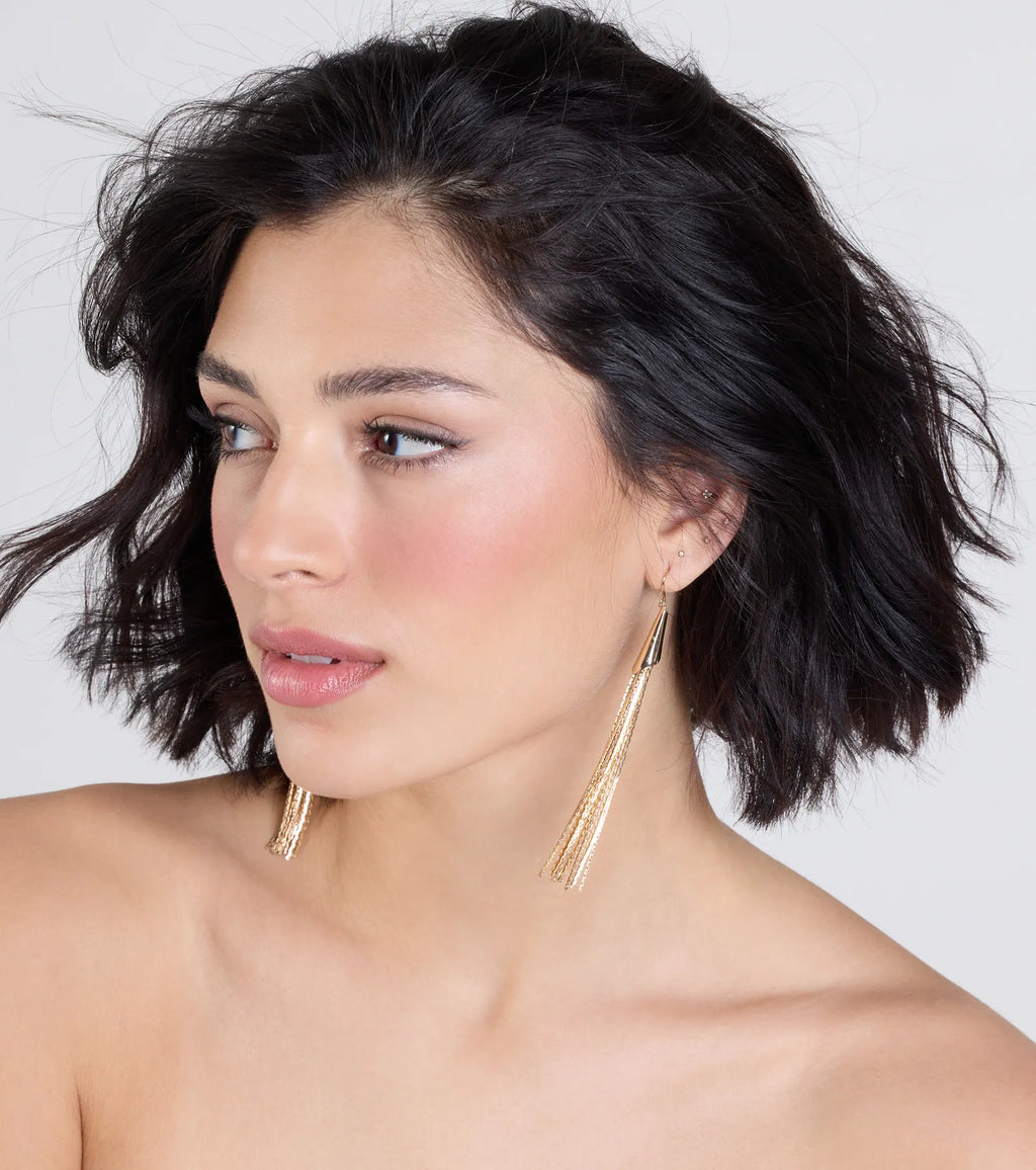 Charming Beauty Metal Tassel Earrings