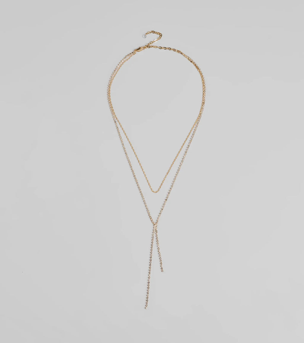 Chic And Dainty Rhinestone Layered Necklace