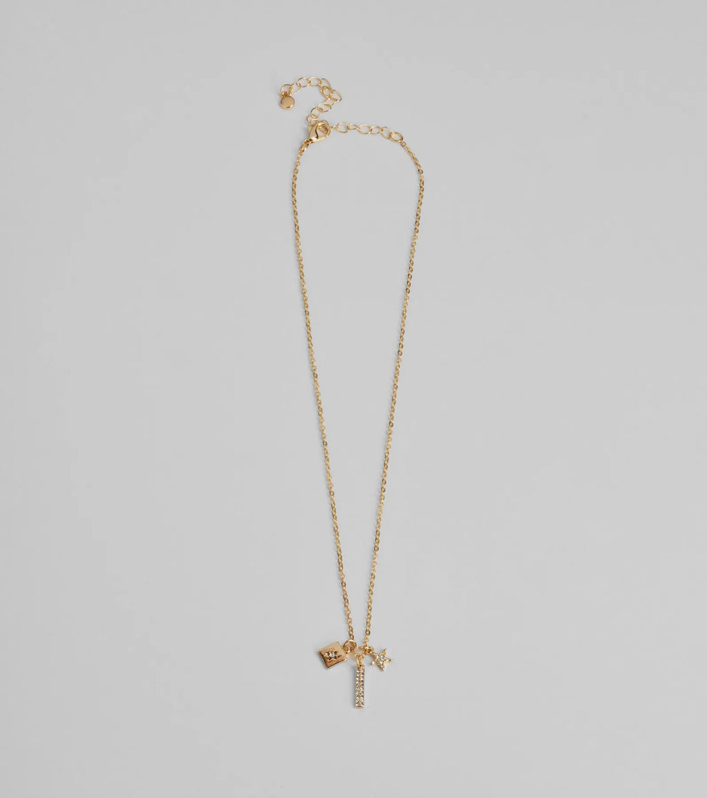 Glam Wish Rhinestone Celestial Charm Necklace