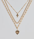Love To Layer Heart And Cross Layered Necklace