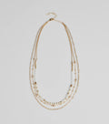 Three Way Tie Layered Bead Necklace