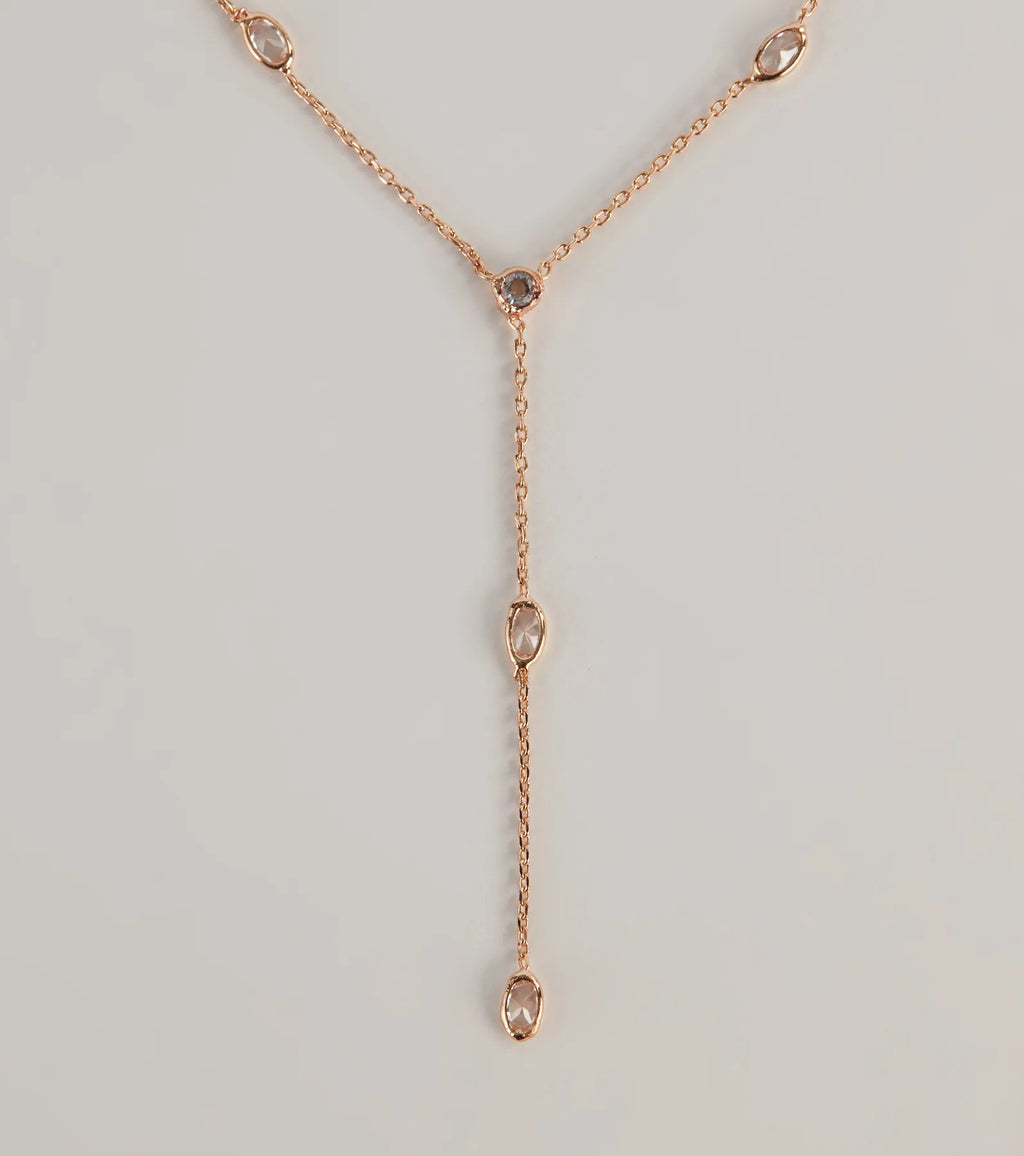 Dainty Glam Rhinestone Chain Necklace