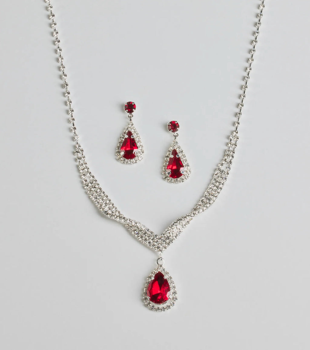 Gorgeous Radiance Gemstone Necklace And Earrings Set