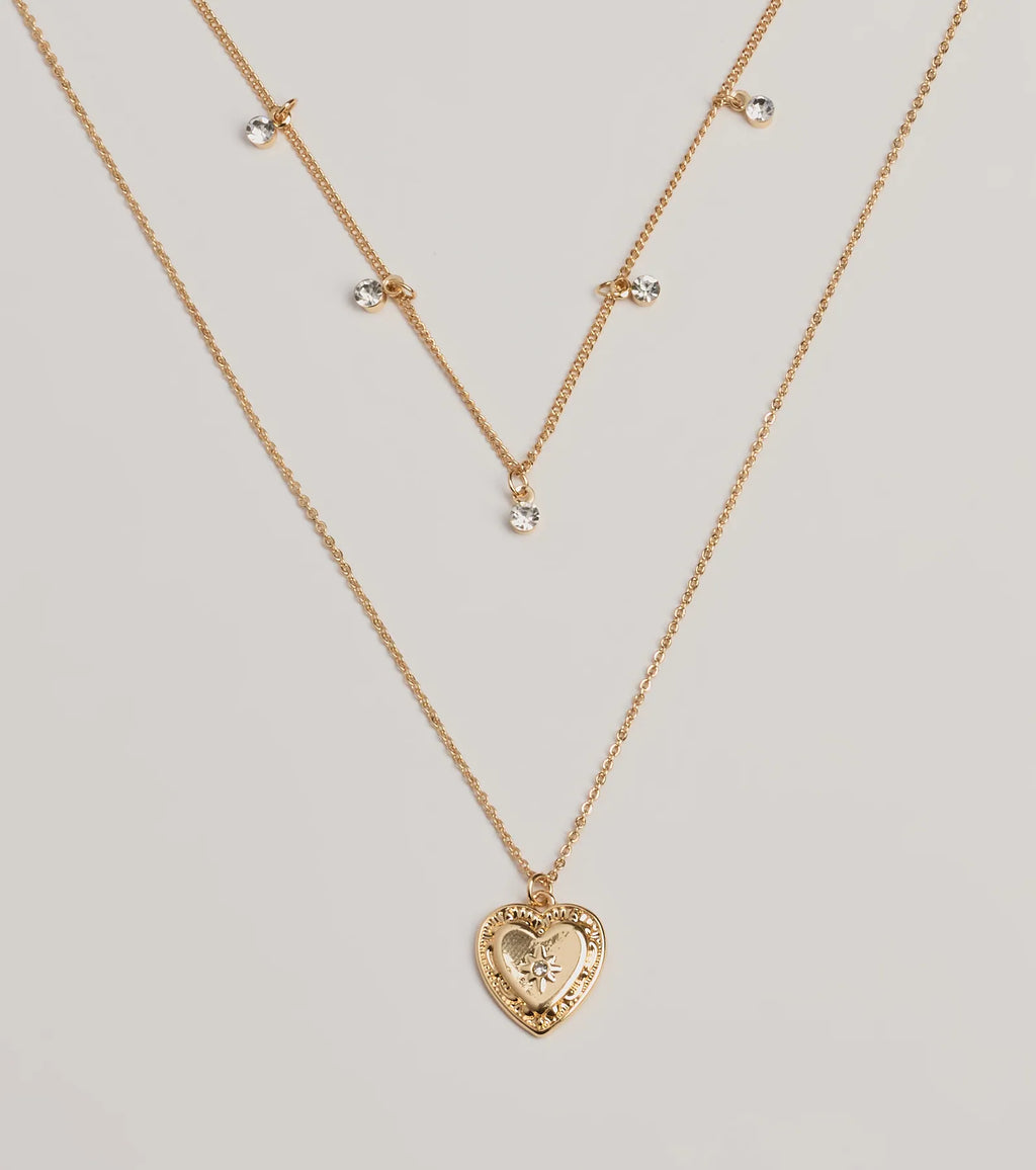 Fall In Love Heart Pendant Layered Necklace