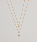 Joyful Glam Layered Cross Charm Necklace