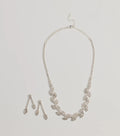 Enchanting Glitz Rhinestone Leaf Necklace Set