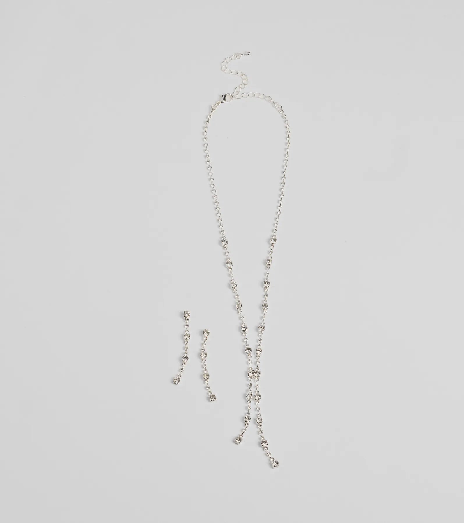 Glam Shine Rhinestone Lariat Necklace Set
