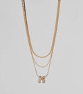 M Initial Layered Bubble Necklace