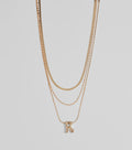 R Initial Layered Bubble Necklace