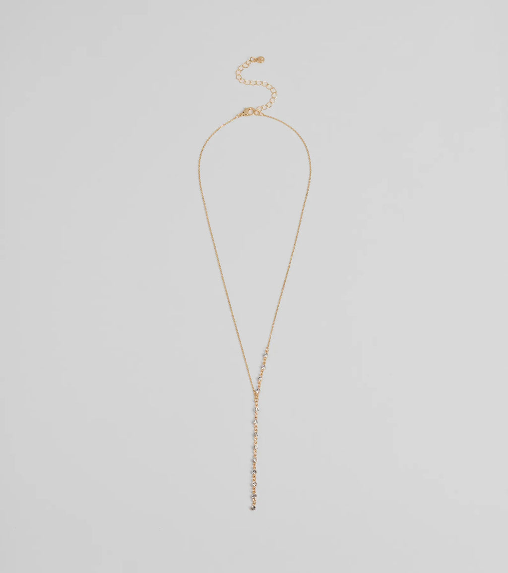 Dainty Sparkle Rhinestone Lariat Necklace