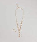 Glitzy Rhinestone Butterfly Necklace And Earrings Set