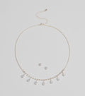 Luxe Dainty Cubic Zirconia Necklace And Stud Earrings Set