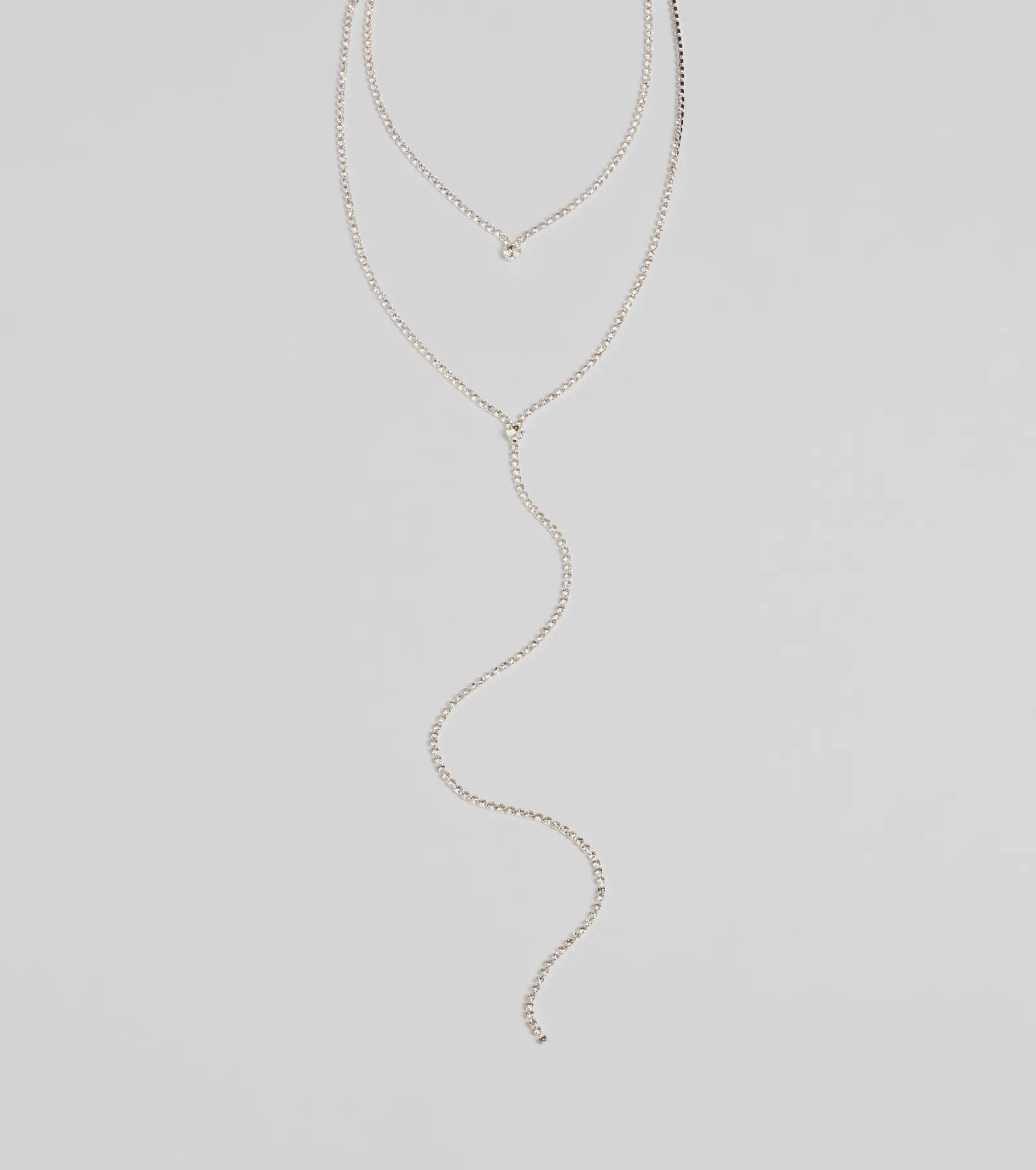 Trendy Glitz Rhinestone Layered Lariat Necklace