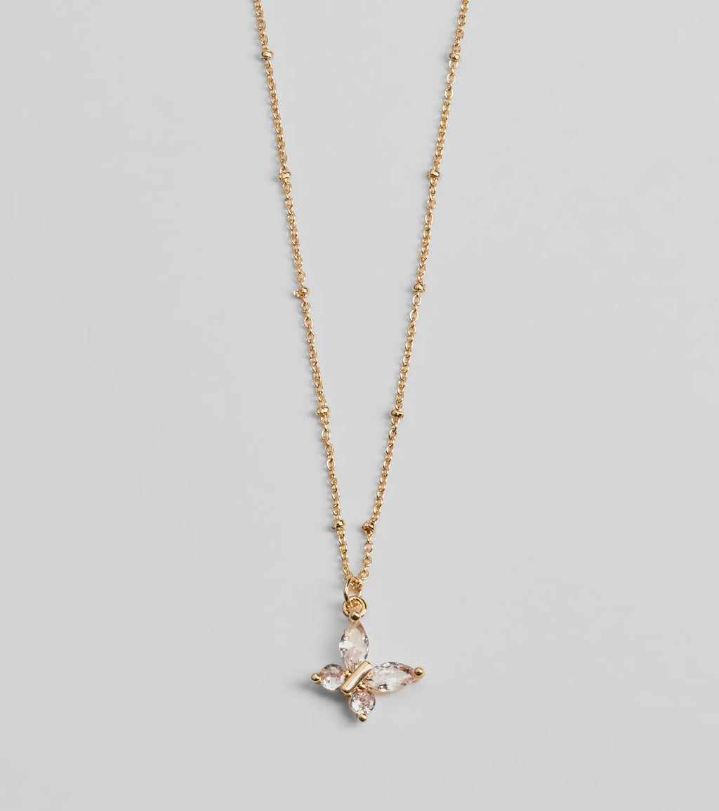Charming Glam Cubic Zirconia Butterfly Pendant Necklace