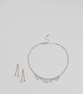 Gorgeously Glam Rhinestone Necklace And Earrings Set