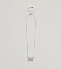 Fluttery Glam Rhinestone Butterfly Pendant Necklace