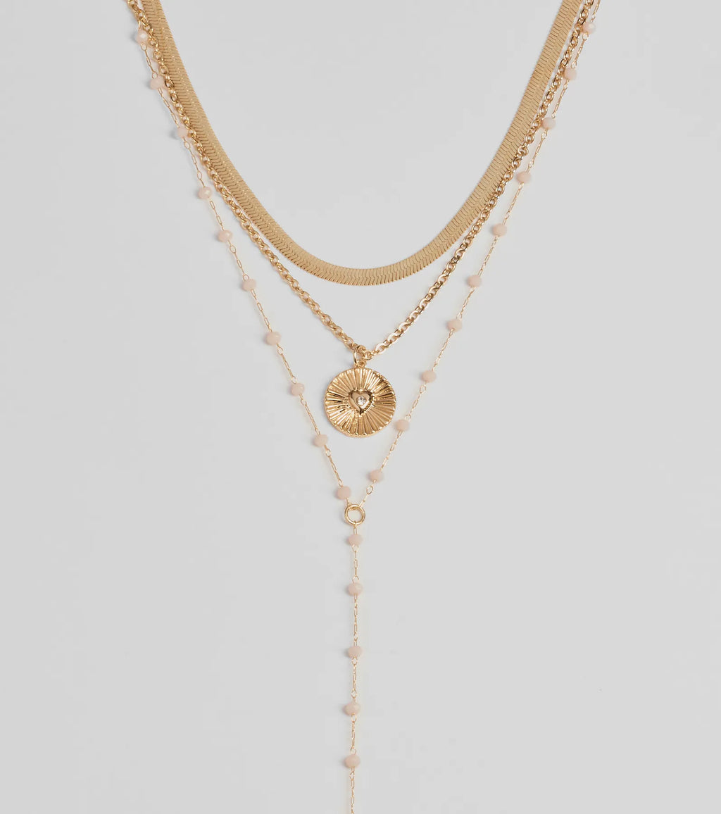 Stacked On Chic Triple-Row Charm Necklace