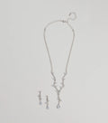 Chic Leaf-Shaped Rhinestone Necklace And Earrings Set