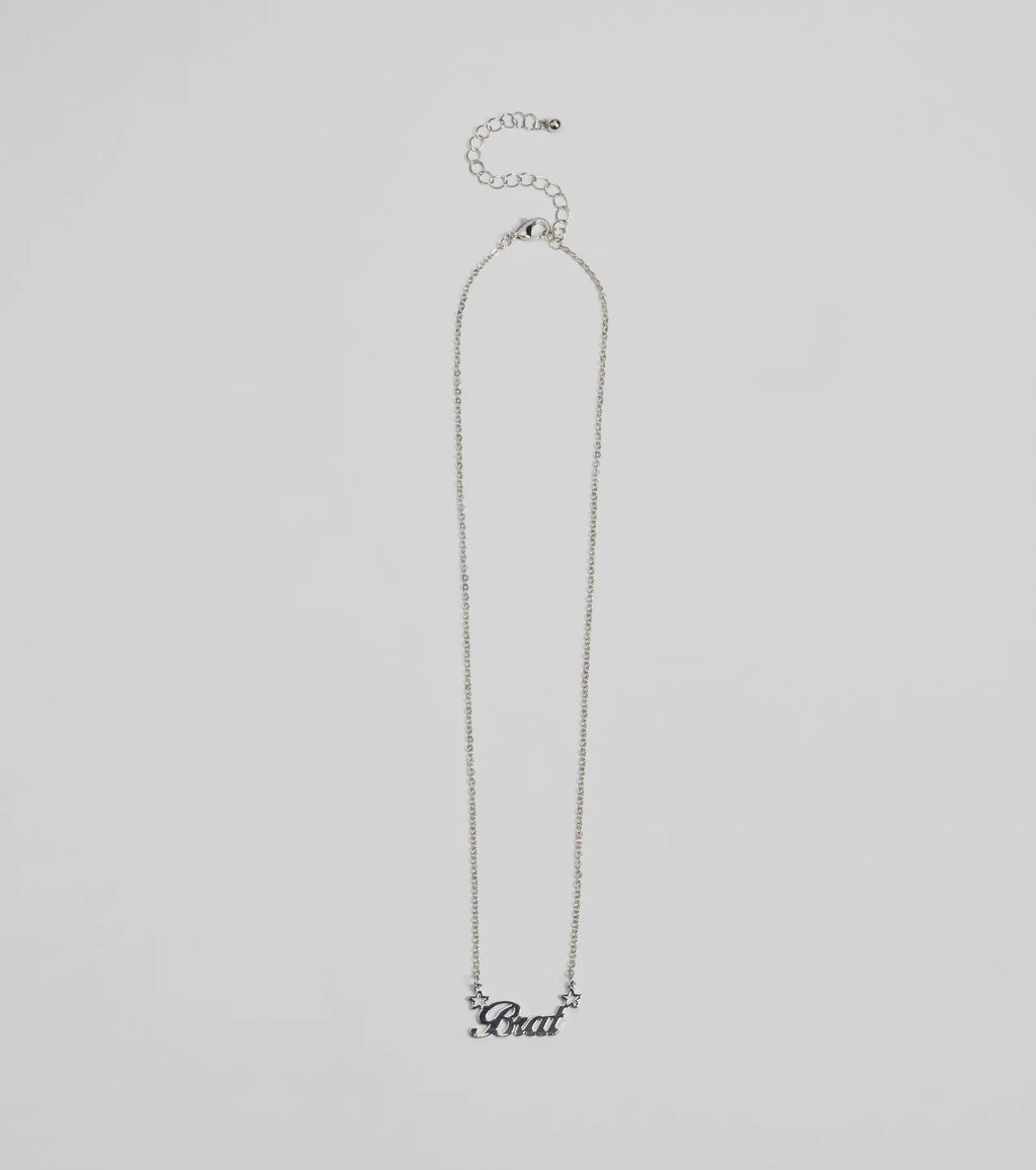 Brat Script Dainty Chain Necklace
