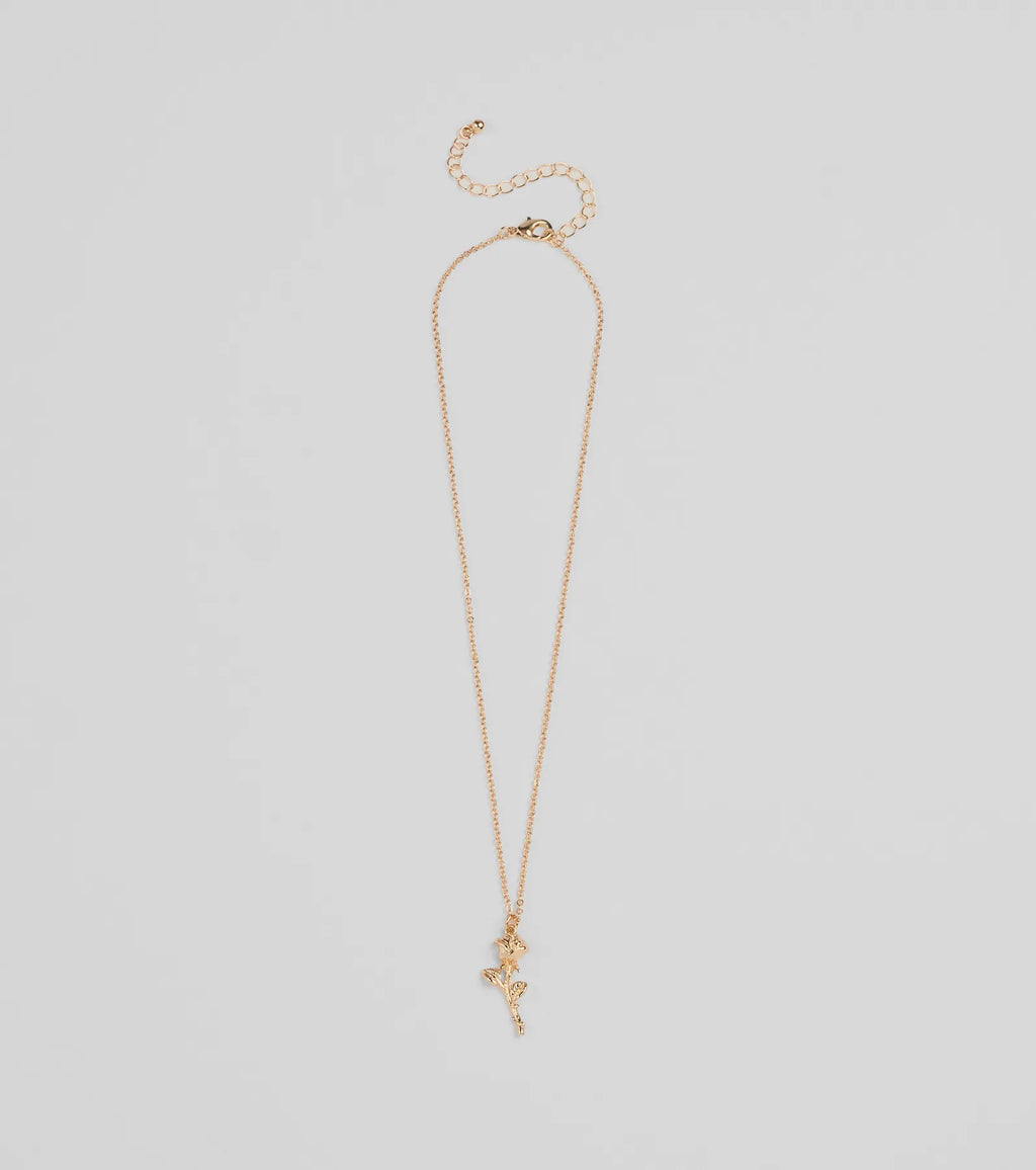 Divine Enchantment Rose Charm Necklace