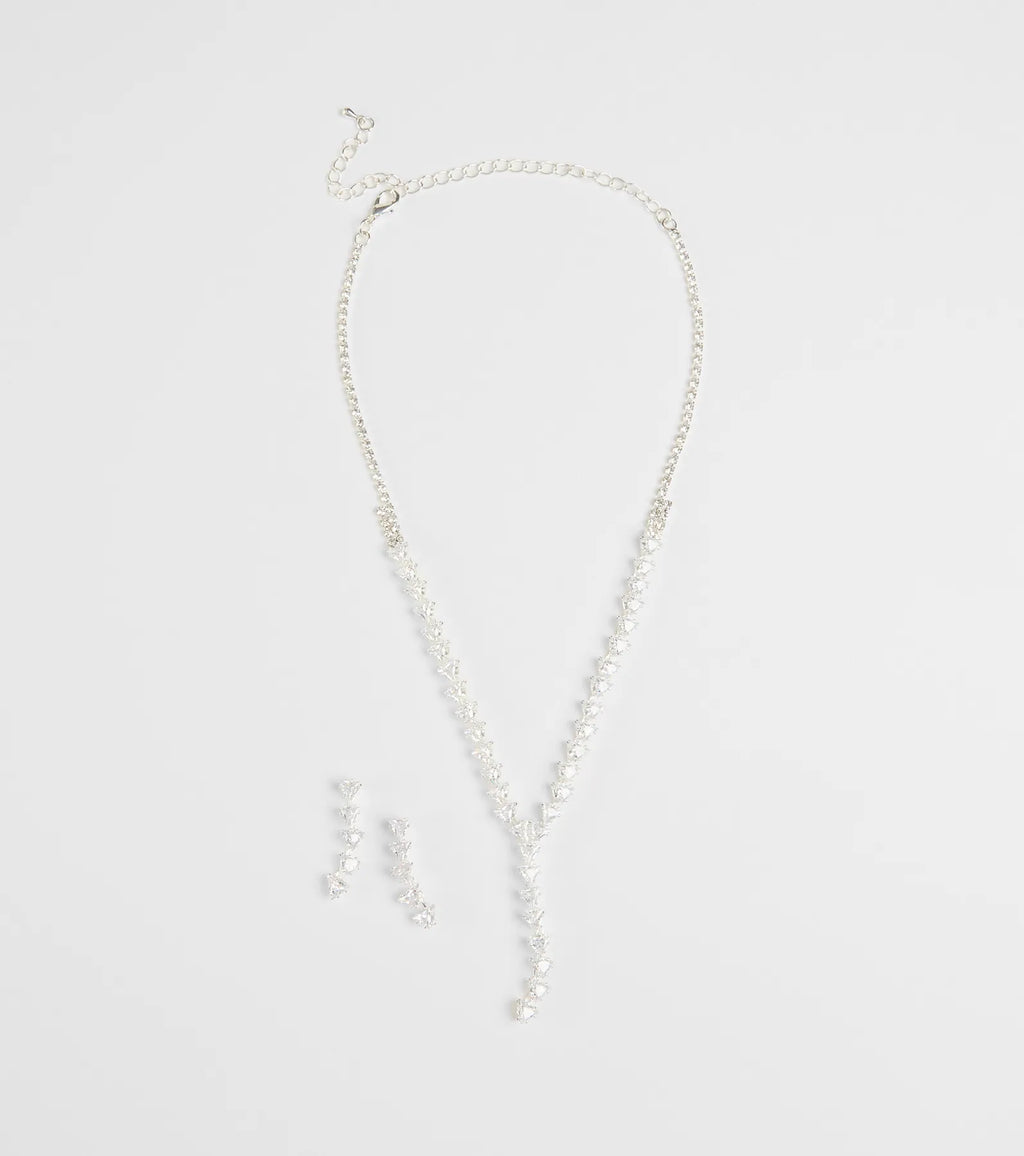 Perfectly Brilliant Cubic Zirconia Necklace And Earrings Set