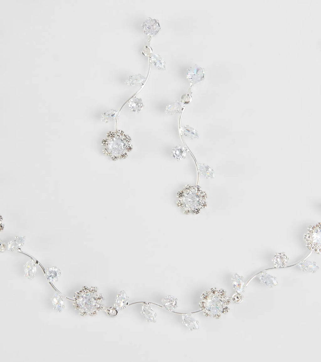 Floral Beauty Necklace And Earrings Set