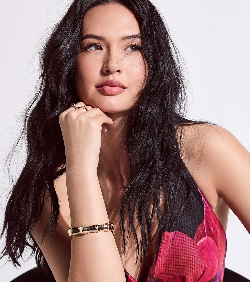 Sculpted Glam Bamboo Metal Bangle