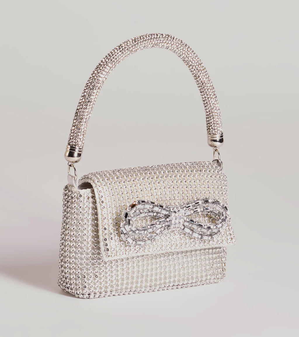 Glittering Aesthetic Rhinestone Bow Mini Purse