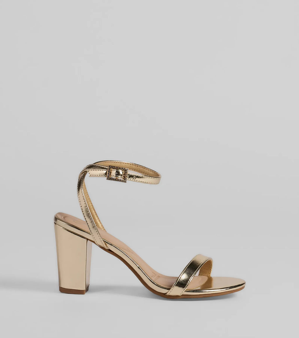 Pretty In Metallic Basic Block Heels