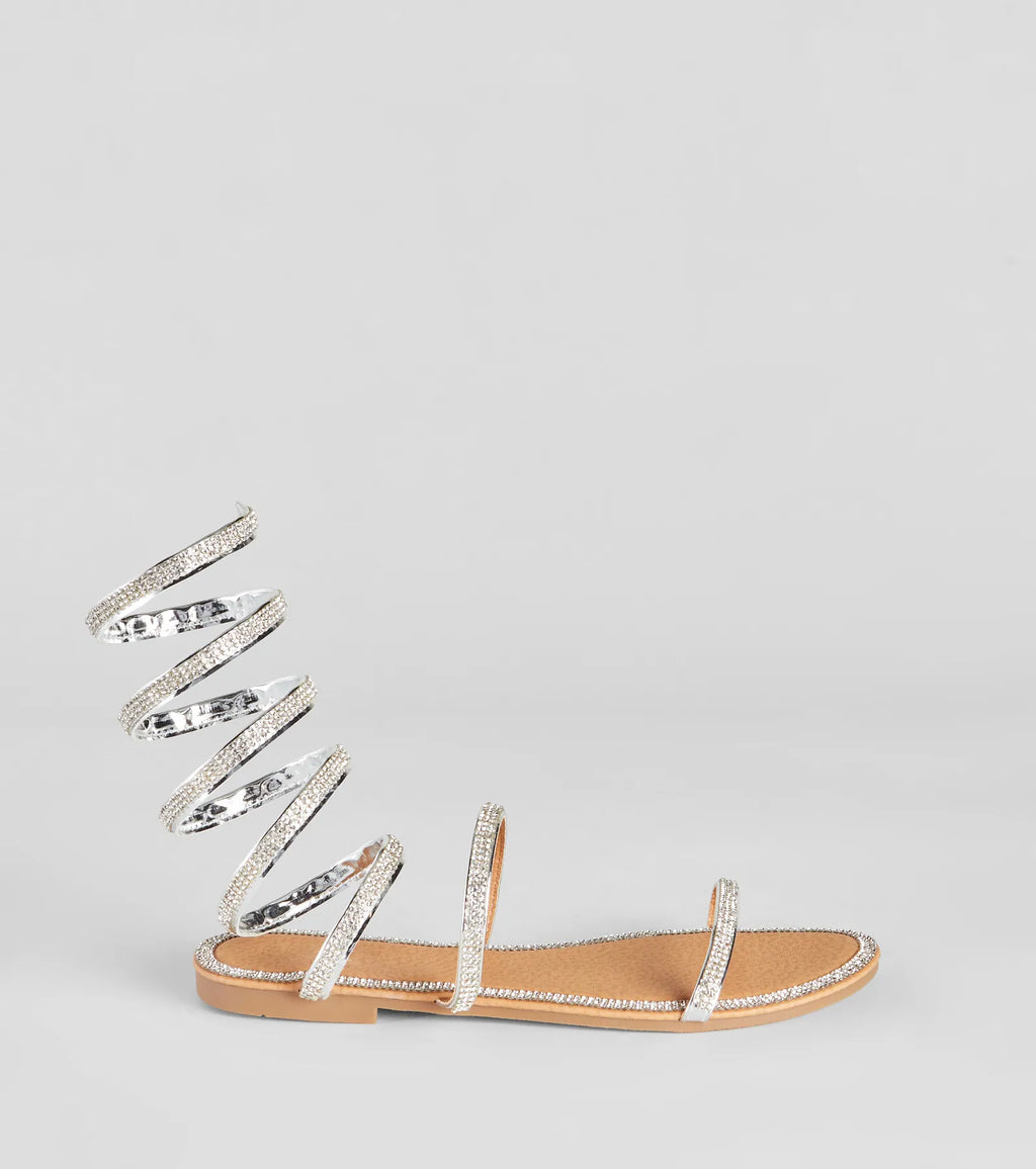Level Up Rhinestone Spiral Sandals